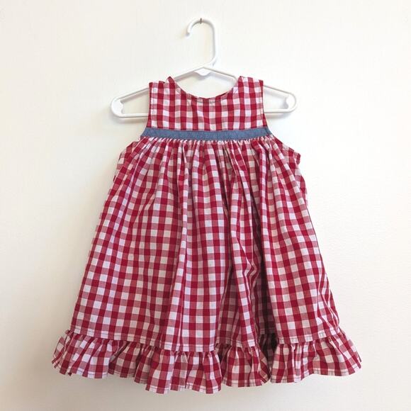 Kelly's Kids Top Girls Sz 2 Red Gingham Ruffle Girly RWB - Picture 1 of 5